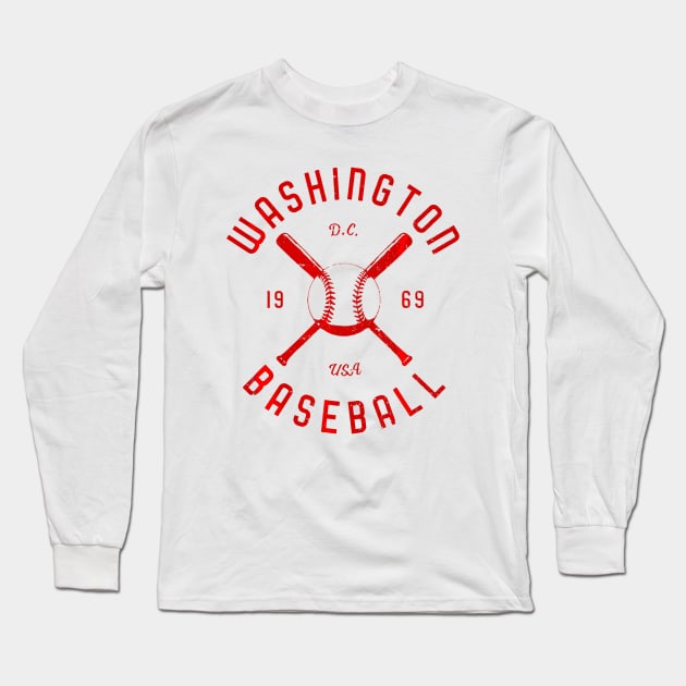 Washington Baseball distressed Long Sleeve T-Shirt by Chicu